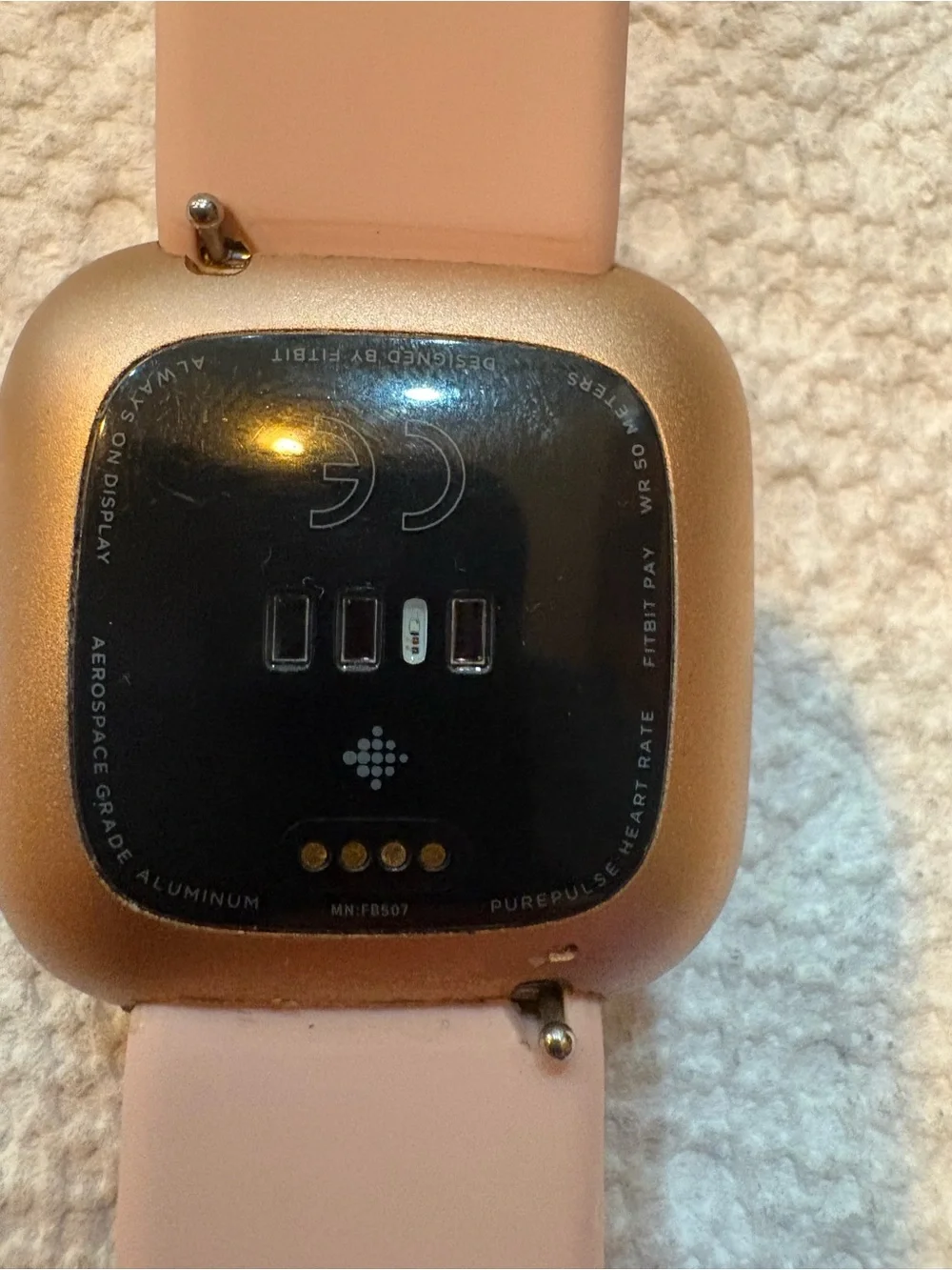 fitbit Versa Lite Pink Silicone Smartwatch with Touch Screen